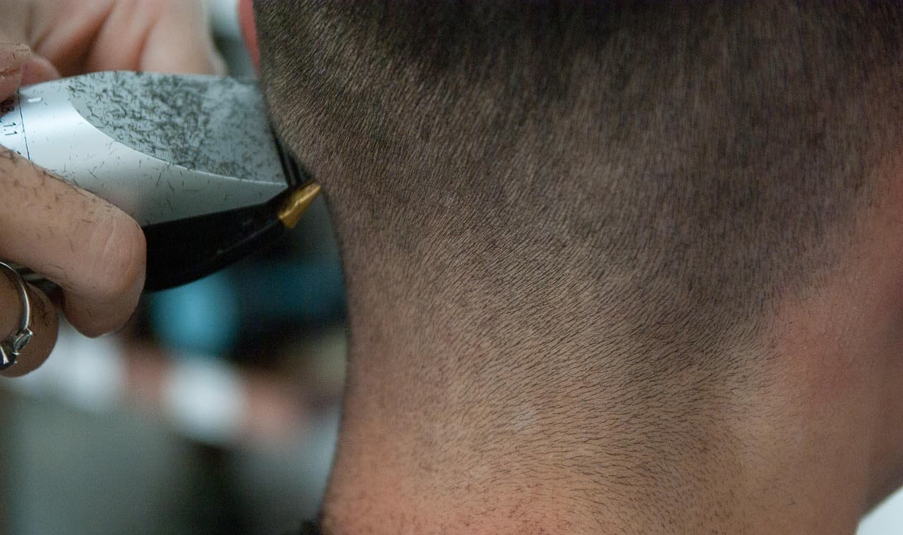 Close-up of a clean faded neckline